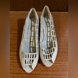 stormy blue silver vintage BASS Peep-Toe Women's Shoes with cut out